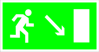E07 направление к эвакуационному выходу направо вниз (пленка, 300х150 мм) - Знаки безопасности - Эвакуационные знаки - vektorb.ru