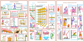 ПС19 Безопасность работ на высоте (ламинированная бумага, А2, 3 листа) - Плакаты - Строительство - vektorb.ru
